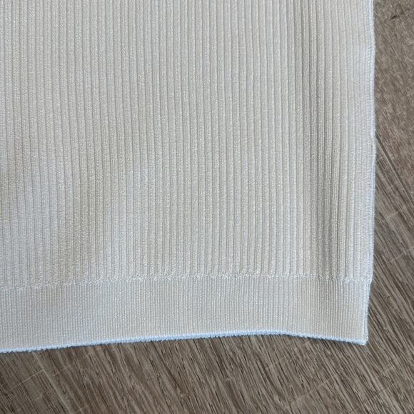 7 FOR ALL MANKIND Women’s White Ribbed Off Shoulder Fitted Blouse - Picture 9 of 11